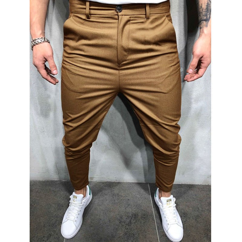 best Men's Solid Color Slim Woven Leisure Trousers Clothing shop online at M2K Trends for mens pants