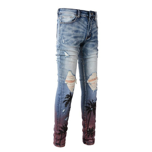 best Men's Torn Jeans Sprayed With Paint 0 shop online at M2K Trends for