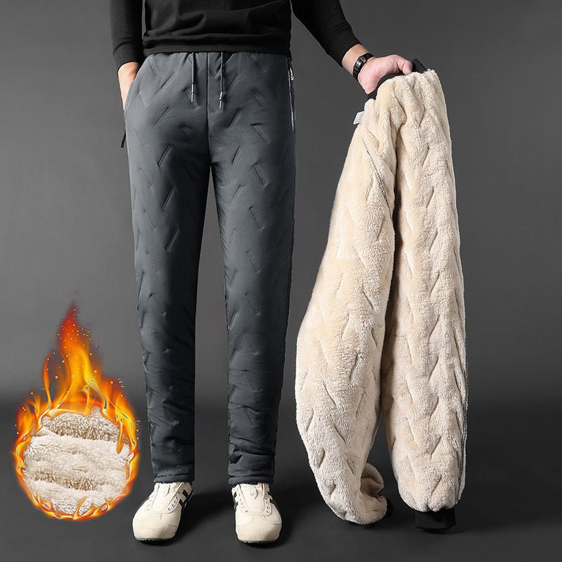 best Men's Trousers Winter Velvet Thickening Loose Fleece Pants With Zip Pocket Large Size Windproof Warm Jogging Pants 0 shop online at M2K Trends for