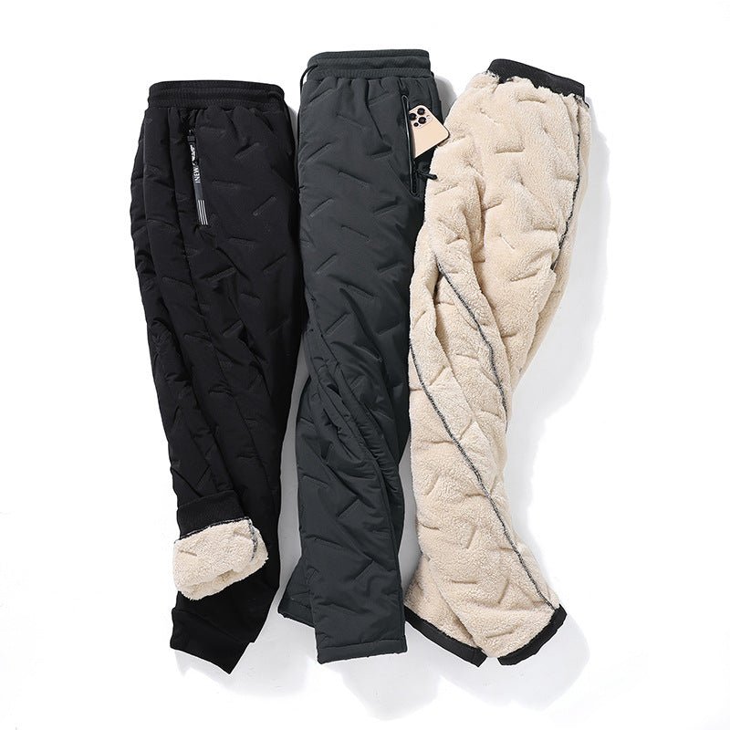 best Men's Trousers Winter Velvet Thickening Loose Fleece Pants With Zip Pocket Large Size Windproof Warm Jogging Pants 0 shop online at M2K Trends for