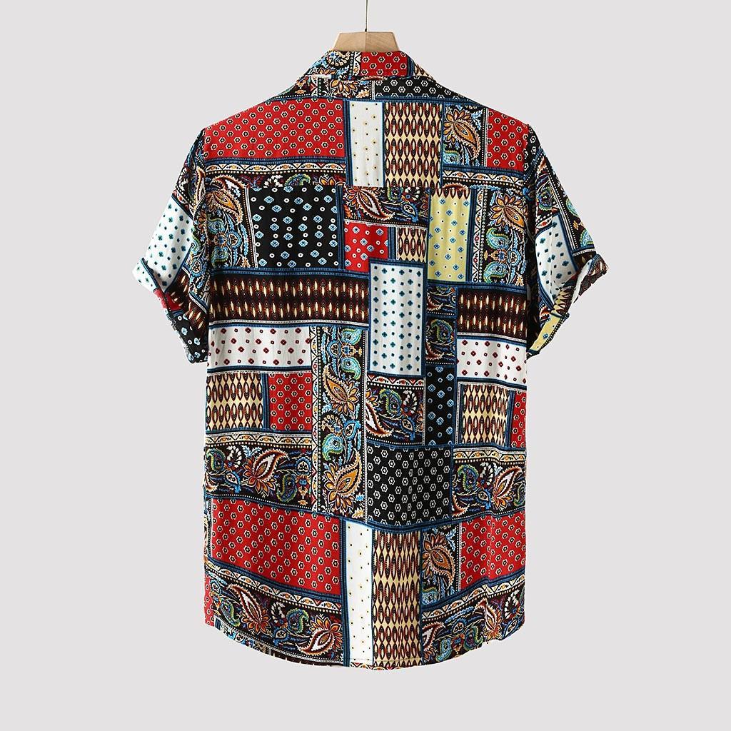 best Mens Vintage Ethnic Style Printing Loose Short Casual Shirt 0 shop online at M2K Trends for