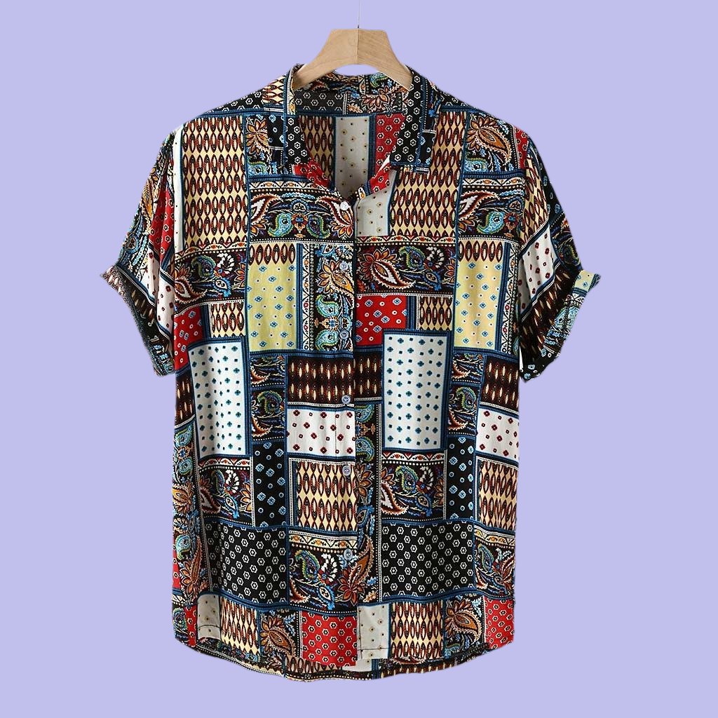 best Mens Vintage Ethnic Style Printing Loose Short Casual Shirt 0 shop online at M2K Trends for