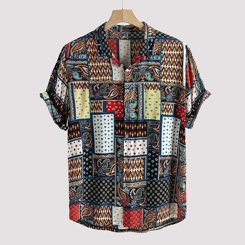 best Mens Vintage Ethnic Style Printing Loose Short Casual Shirt 0 shop online at M2K Trends for