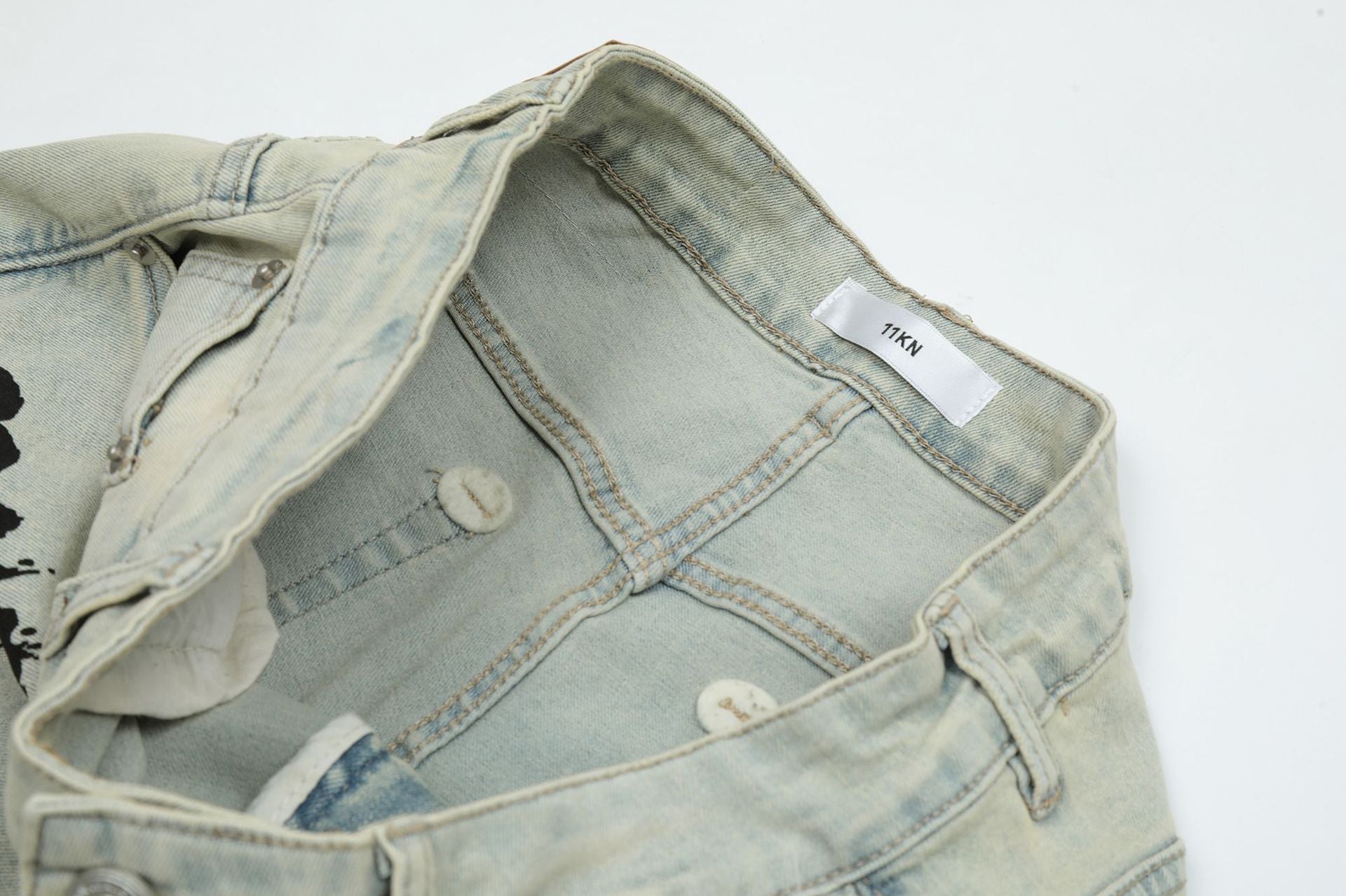 best Men's Washed Embroidered Straight Leg Denim Trousers 0 shop online at M2K Trends for mens pants