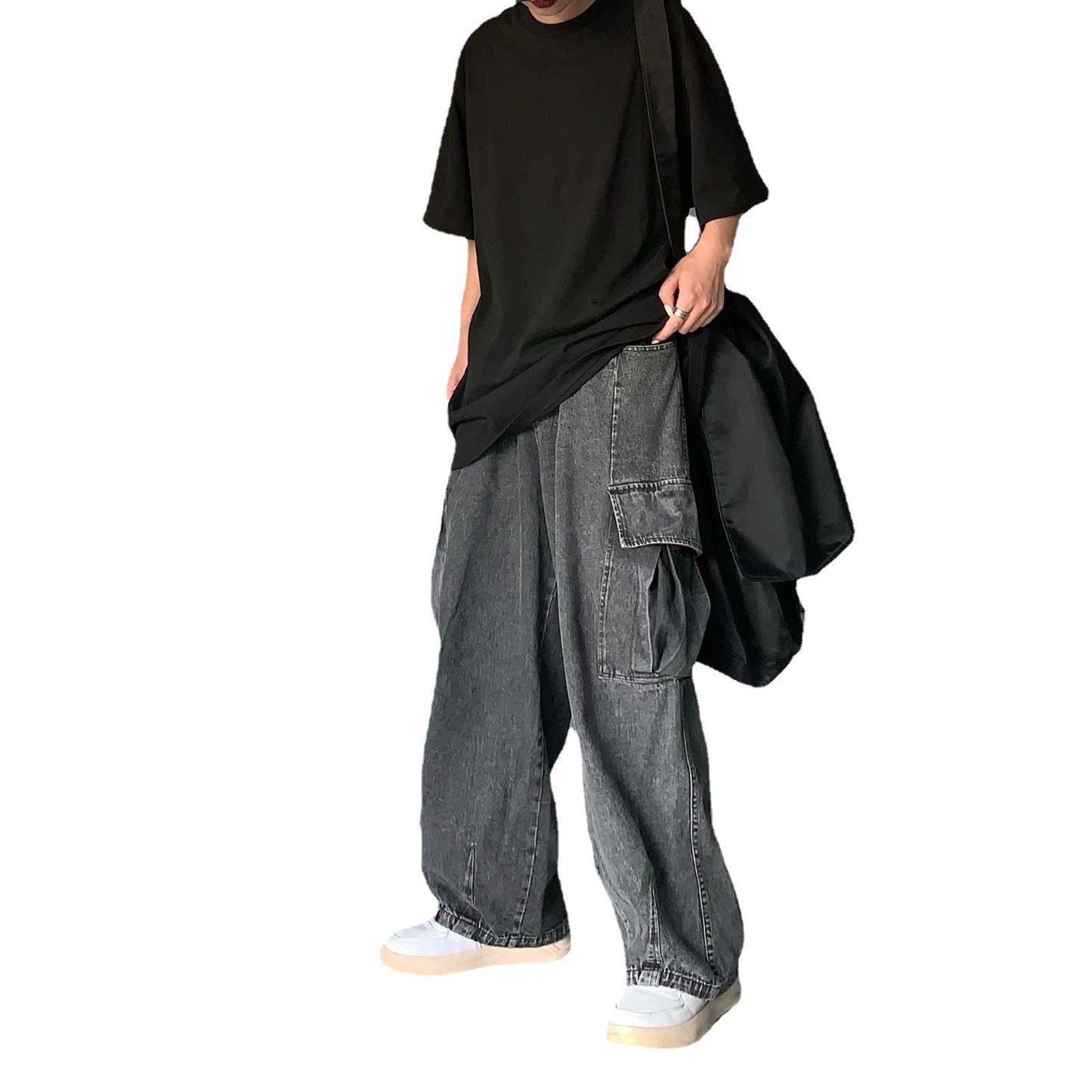 best Men's Washed Loose Straight Workwear Wide Leg Pants 0 shop online at M2K Trends for