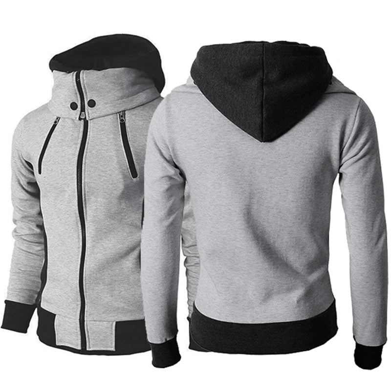 best Men's Zip UP Hooded Jacket Fake Two Piece Sports Cardigan Casual Slim Sweatshirt Jacket 0 shop online at M2K Trends for