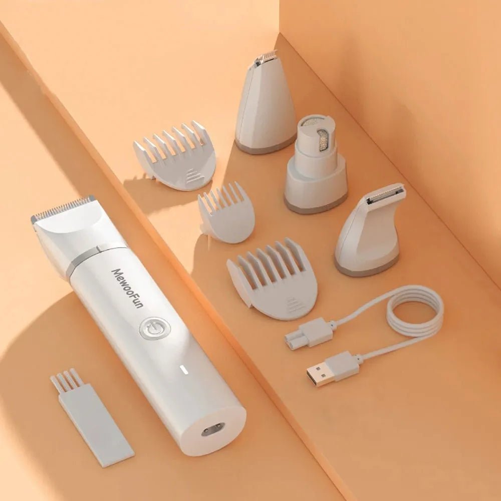 best Mewoofun 4 in 1 Pet Electric Hair Clipper with 4 Blades Grooming Trimmer Nail Grinder Professional Recharge Haircut For Dogs Cat shop online at M2K Trends for