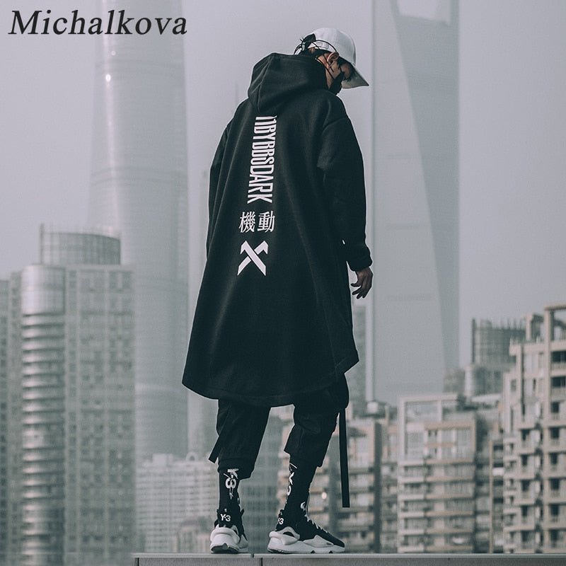 best michalkova japanese sweatshirt Mens Oversize Hoodies Long Cloak Hip Hop Gothic Outwear Streetwear Coat Harajuku Style Male Tops 0 shop online at M2K Trends for