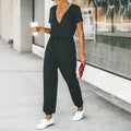 best MISS PETAL V-neck Short Sleeve Jumpsuit For Woman Casual Long Jogger Pants Playsuit 2023 Summer Overalls Bodysuits Rompers 0 shop online at M2K Trends for