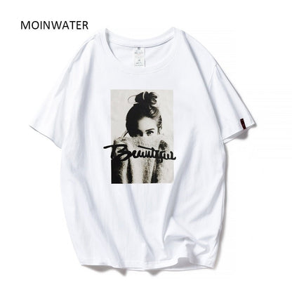 best MOINWATER Women New Fashion T shirts Female Cotton White Black Tees&Tops Lady High Street Casual T-shirt MT1943 0 shop online at M2K Trends for