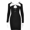 best Mozision Double Layer Slim Women Dress Long Sleeve Sexy Bodycon Low-Cut Ladies Dresses Hollow out Backless Women's Clothing 2021 0 shop online at M2K Trends for