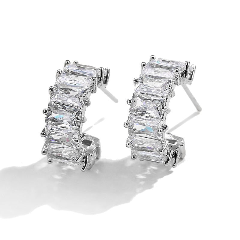 best Multicolor glass diamond C-shaped earrings Accessories shop online at M2K Trends for