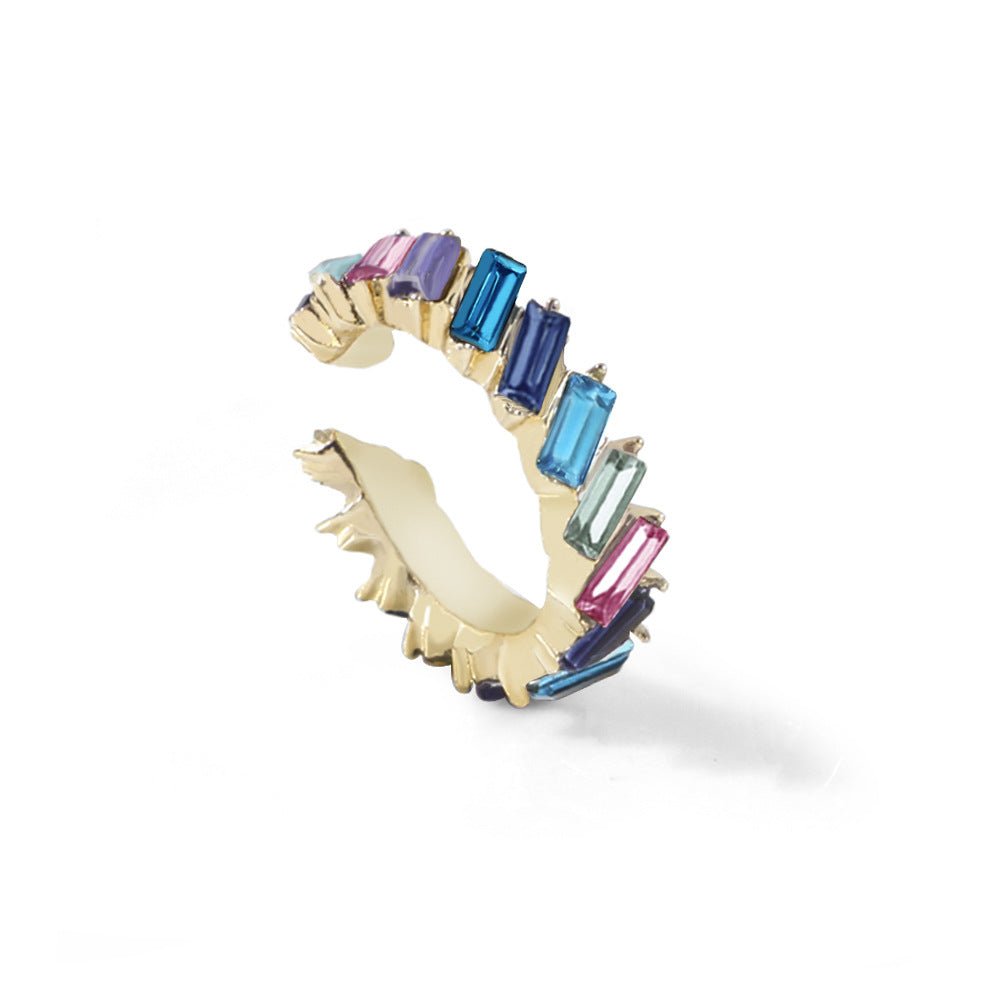 best Multicolor glass diamond C-shaped earrings Accessories shop online at M2K Trends for