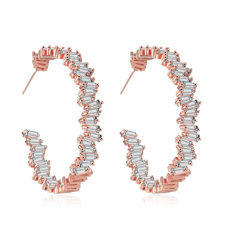 best Multicolor glass diamond C-shaped earrings Accessories shop online at M2K Trends for