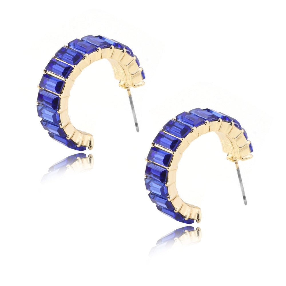 best Multicolor glass diamond C-shaped earrings Accessories shop online at M2K Trends for