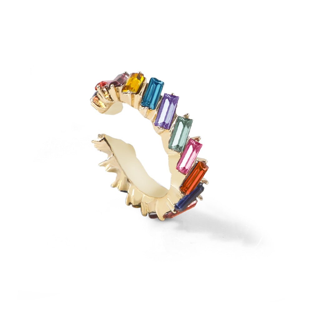 best Multicolor glass diamond C-shaped earrings Accessories shop online at M2K Trends for