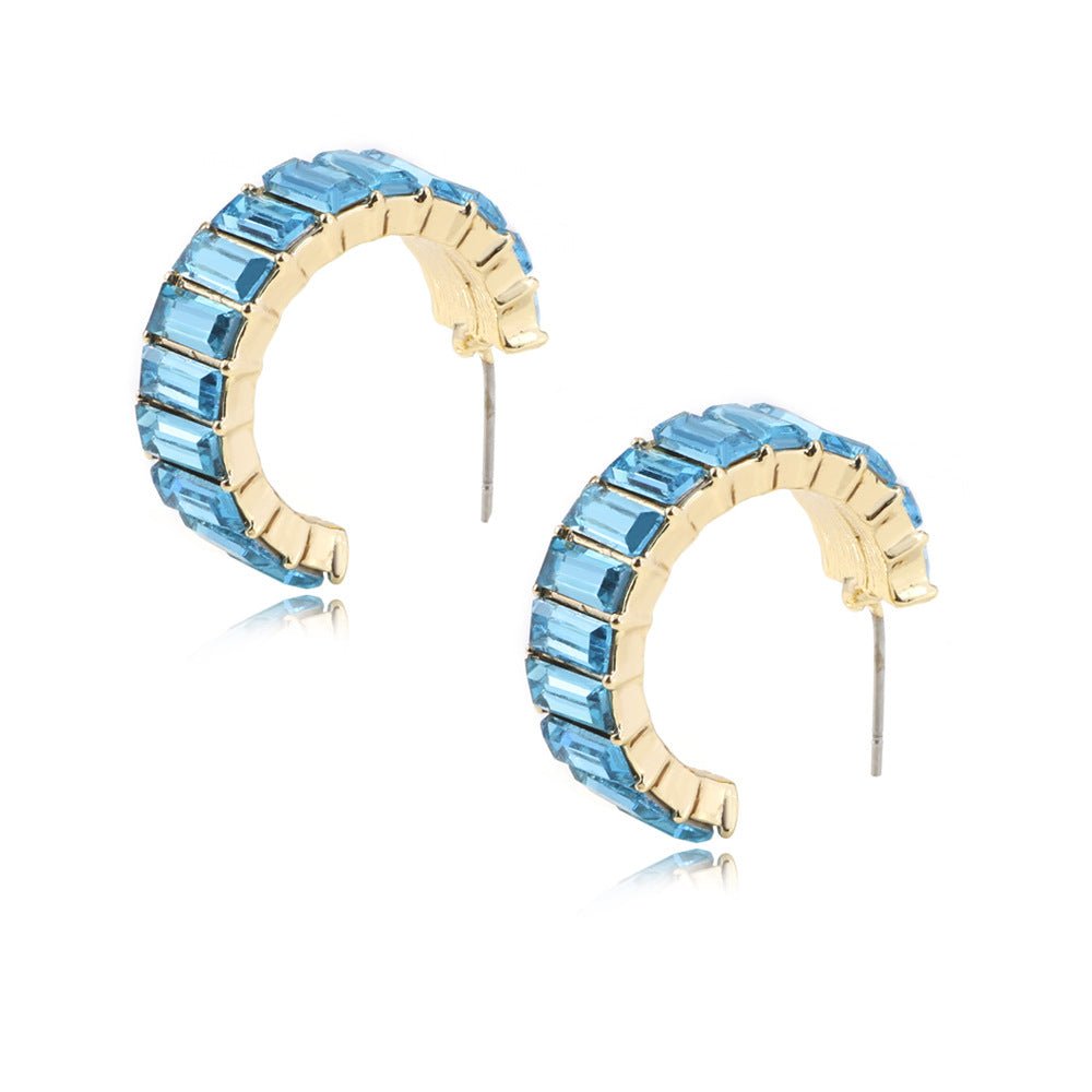 best Multicolor glass diamond C-shaped earrings Accessories shop online at M2K Trends for