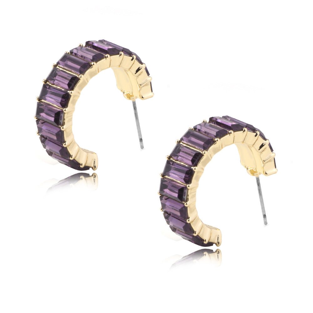 best Multicolor glass diamond C-shaped earrings Accessories shop online at M2K Trends for