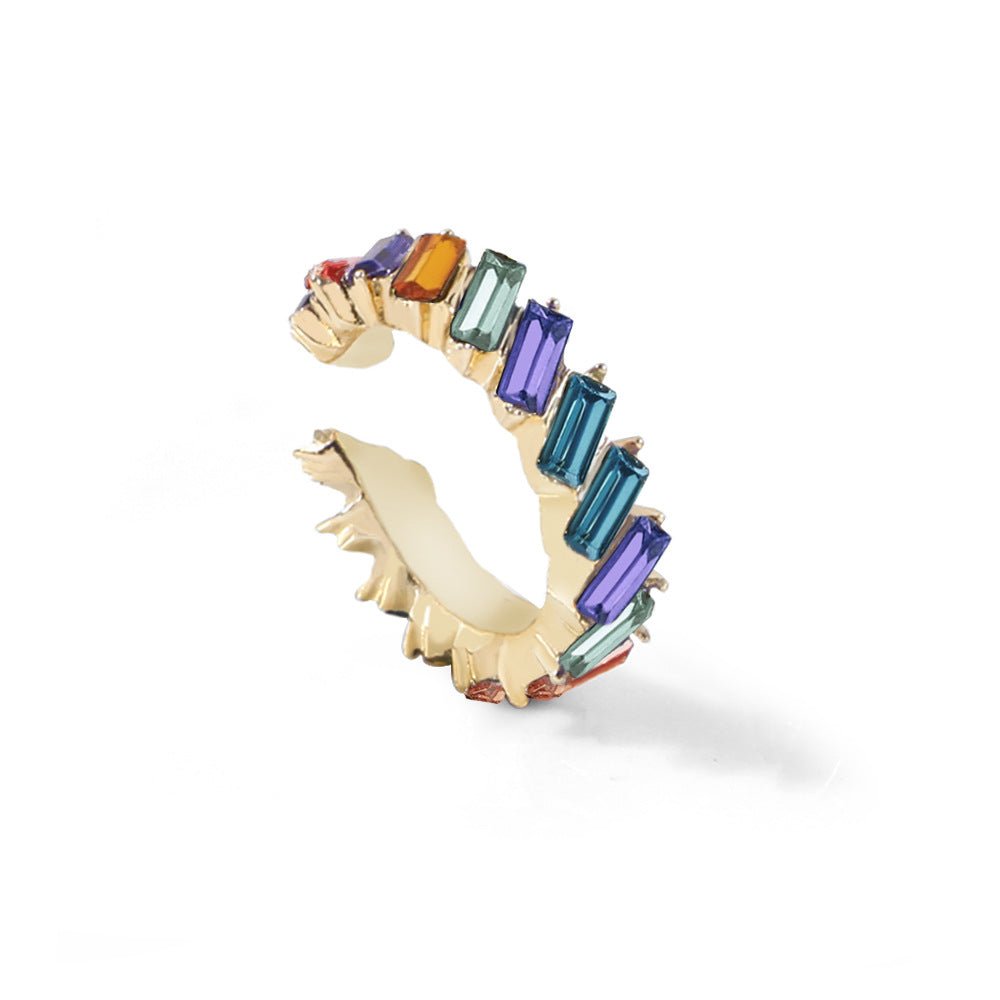 best Multicolor glass diamond C-shaped earrings Accessories shop online at M2K Trends for