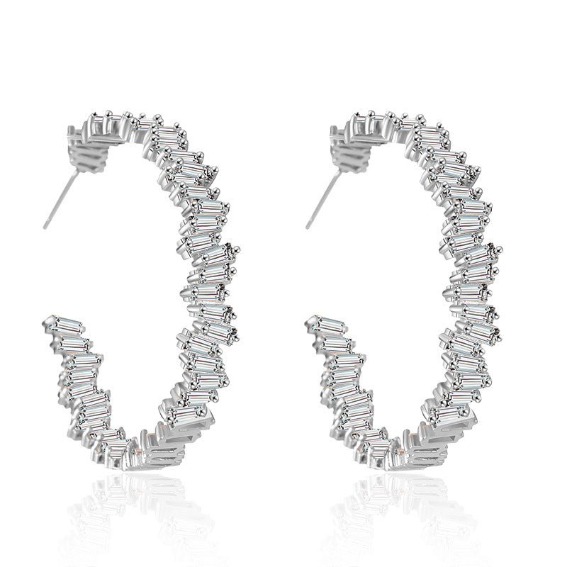 best Multicolor glass diamond C-shaped earrings Accessories shop online at M2K Trends for