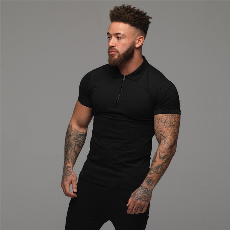 best Muscleguys Man Fashion Polo Shirt Casual Fashion Plain Color Short Sleeve High Quality Slim Polo Shirt Men Fitness Polo homme shop online at M2K Trends for
