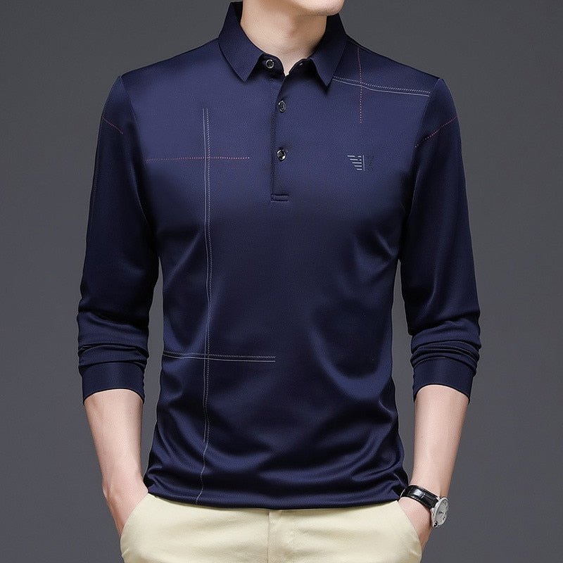 best New 2023 Men Polo Shirt Business Autumn Tshirt Long Sleeve Casual Male Polo Shirt Fit Slim Korean Clothing Button Shirts 0 shop online at M2K Trends for