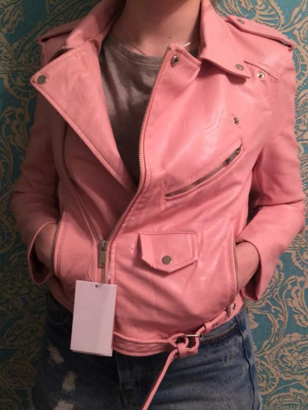 best New Arrival 2022 brand Winter Autumn Motorcycle leather jackets yellow leather jacket women leather coat slim PU jacket Leather shop online at M2K Trends for