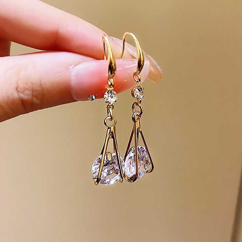 best New Classic Elegant Imitation Dangle Gold Color Earrings For Women Crystal Long Tassel Exquisite Drop Earring Wedding Jewelry ear ring shop online at M2K Trends for