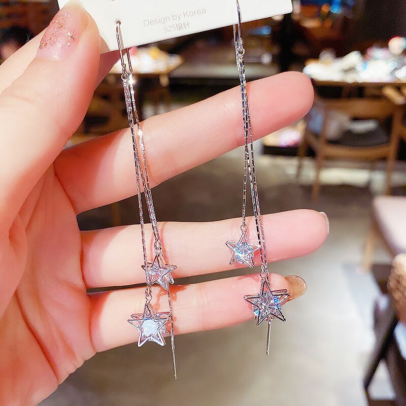 best New Classic Elegant Imitation Dangle Gold Color Earrings For Women Crystal Long Tassel Exquisite Drop Earring Wedding Jewelry ear ring shop online at M2K Trends for