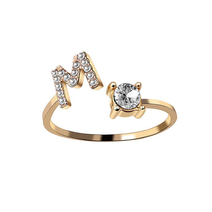 best New Design Adjustable 26 Initial Letter Ring Fashion Jewelry For Women Simple Elegant Jewelry Accessories shop online at M2K Trends for Fashion Jewelry