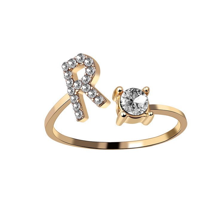 best New Design Adjustable 26 Initial Letter Ring Fashion Jewelry For Women Simple Elegant Jewelry Accessories shop online at M2K Trends for Fashion Jewelry