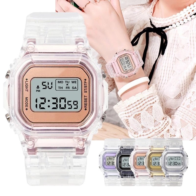 best New Fashion Transparent Digital Watch Square Women Watches Sports Electronic Wrist Watch Reloj Mujer Clock Jewelry & Watches shop online at M2K Trends for