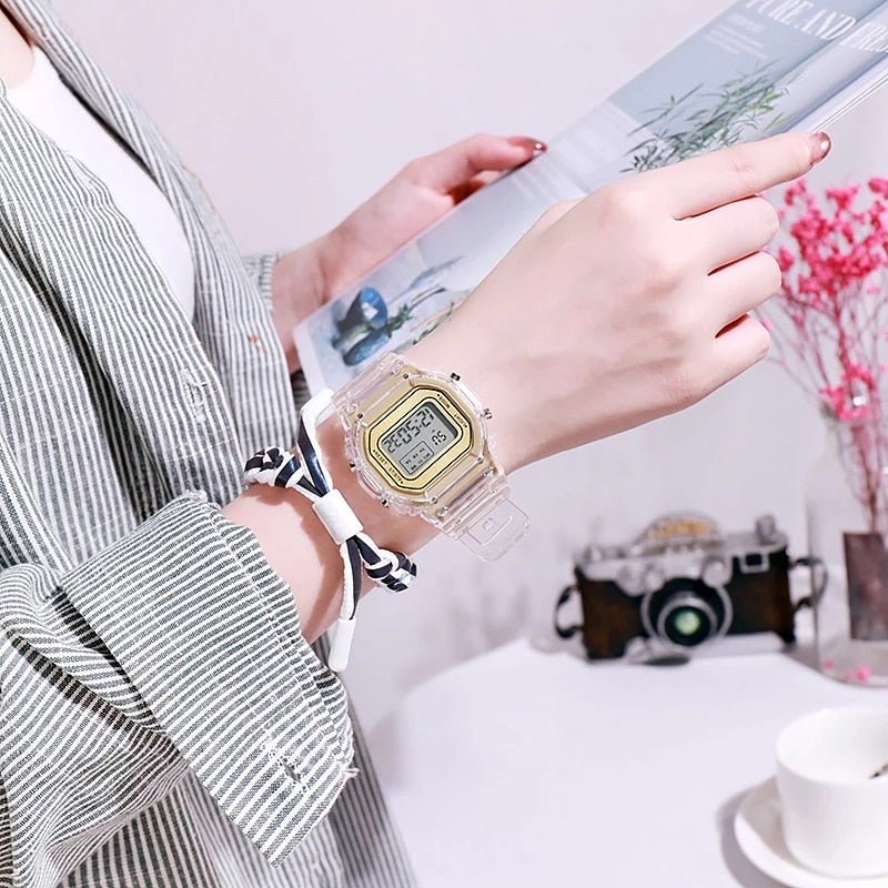 best New Fashion Transparent Digital Watch Square Women Watches Sports Electronic Wrist Watch Reloj Mujer Clock Jewelry & Watches shop online at M2K Trends for