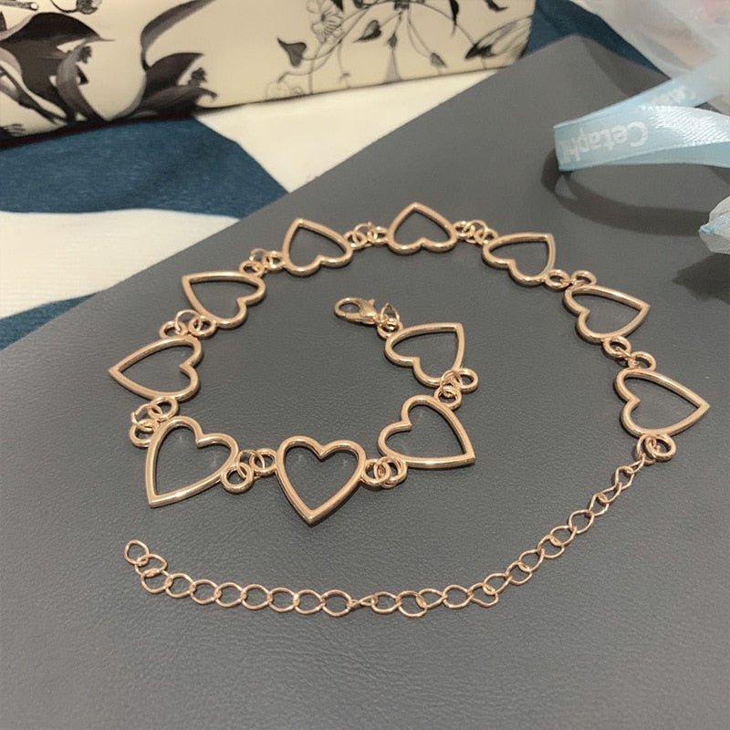 best New Hollow Korean Sweet Love Heart Choker Necklace Statement Girlfriend Gift Cute Bicolor Necklace Jewelry Collier Femme 2022 Jewelry & Watches shop online at M2K Trends for Fashion Jewelry