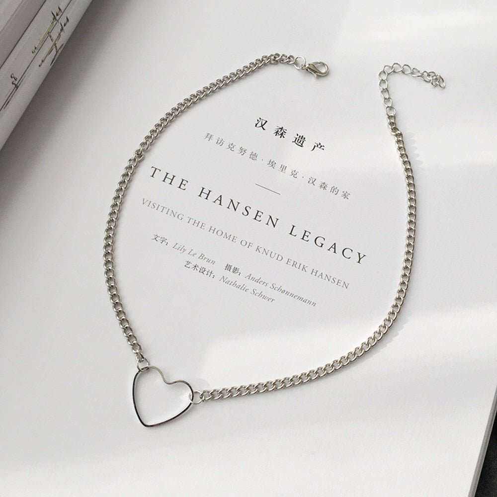 best New Hollow Korean Sweet Love Heart Choker Necklace Statement Girlfriend Gift Cute Bicolor Necklace Jewelry Collier Femme 2022 Jewelry & Watches shop online at M2K Trends for Fashion Jewelry