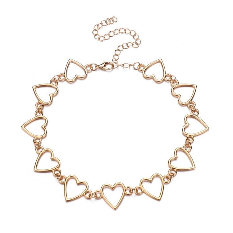 best New Hollow Korean Sweet Love Heart Choker Necklace Statement Girlfriend Gift Cute Bicolor Necklace Jewelry Collier Femme 2022 Jewelry & Watches shop online at M2K Trends for Fashion Jewelry