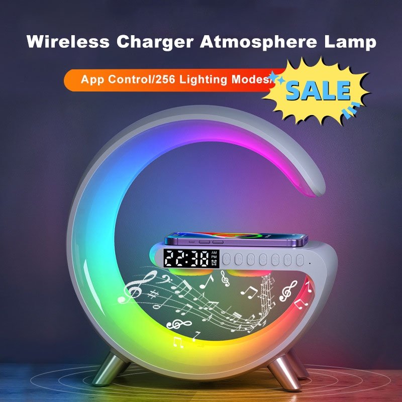 best New Intelligent LED Lamp Bluetooth Speaker Wireless Charger Atmosphere Lamp App Control For Bedroom Home Decor Accessories shop online at M2K Trends for