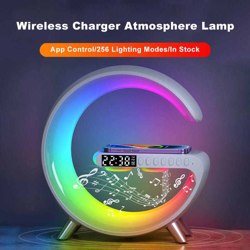 best New Intelligent LED Lamp Bluetooth Speaker Wireless Charger Atmosphere Lamp App Control For Bedroom Home Decor Accessories shop online at M2K Trends for