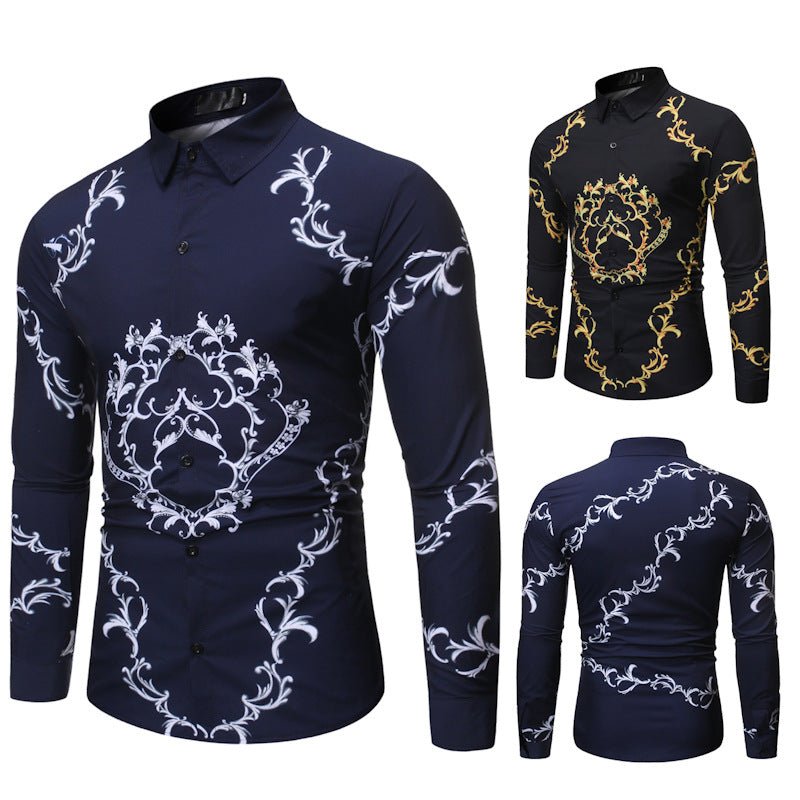 best New Mens Long Sleeve Shirts Slim Fit Casual Shirt For Men Flower Shirt 0 shop online at M2K Trends for