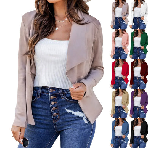 best New Solid Color Casual Business Lapel Short Women's Suit Jacket Jackets & Coats shop online at M2K Trends for