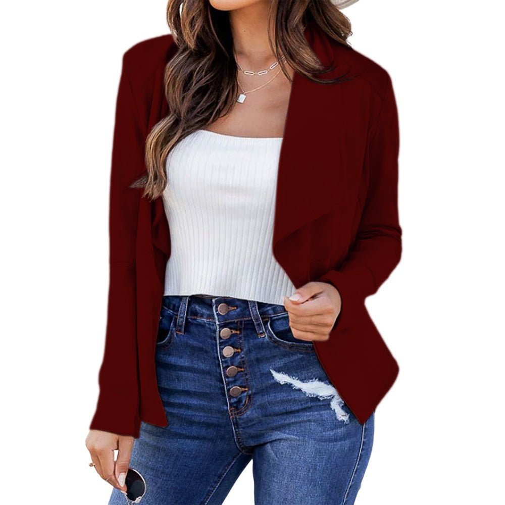 best New Solid Color Casual Business Lapel Short Women's Suit Jacket Jackets & Coats shop online at M2K Trends for