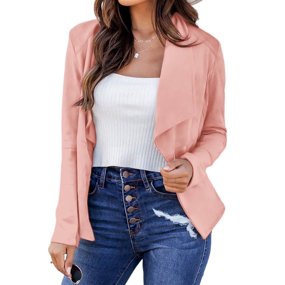 best New Solid Color Casual Business Lapel Short Women's Suit Jacket Jackets & Coats shop online at M2K Trends for