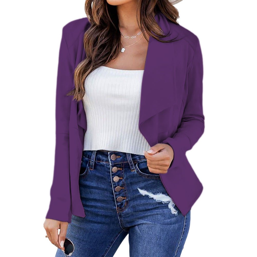 best New Solid Color Casual Business Lapel Short Women's Suit Jacket Jackets & Coats shop online at M2K Trends for