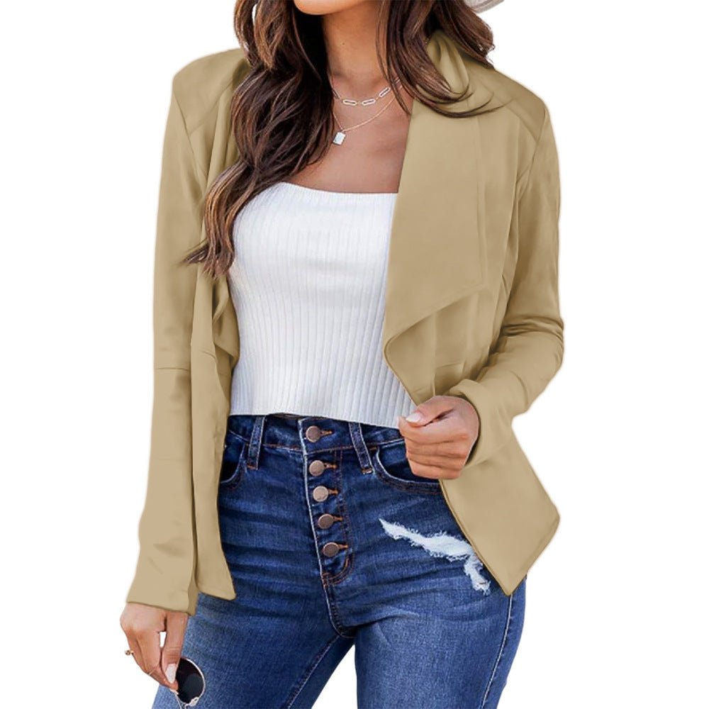 best New Solid Color Casual Business Lapel Short Women's Suit Jacket Jackets & Coats shop online at M2K Trends for