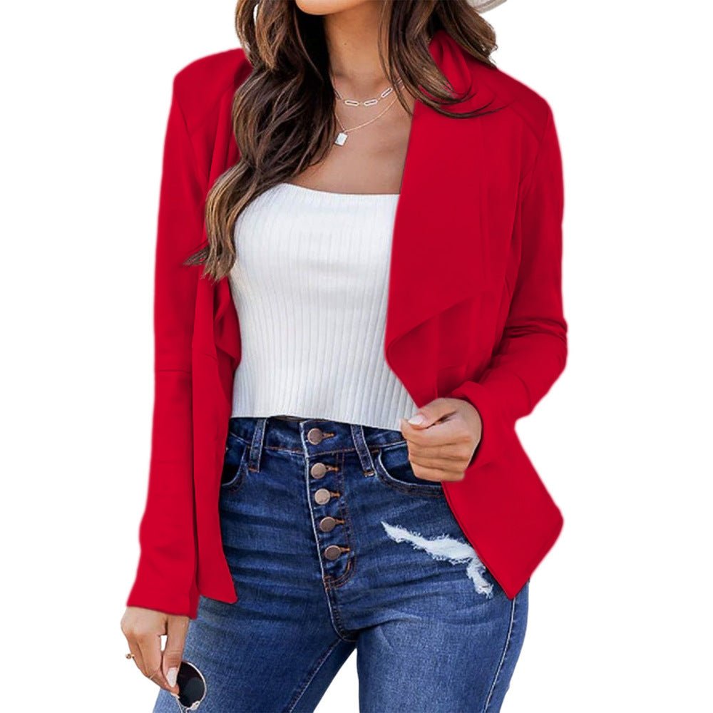 best New Solid Color Casual Business Lapel Short Women's Suit Jacket Jackets & Coats shop online at M2K Trends for