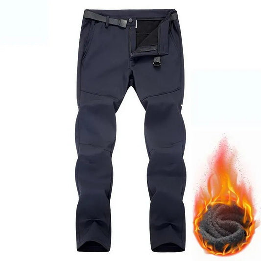 best New Thick Fleece Hiking Pants Mens Winter Outdoor Warm Softshell Male Skiing Waterproof Reflective Trekking Trousers shop online at M2K Trends for