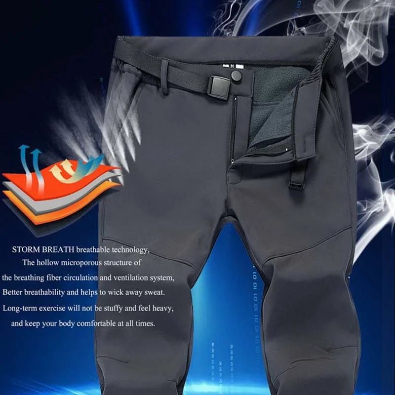 best New Thick Fleece Hiking Pants Mens Winter Outdoor Warm Softshell Male Skiing Waterproof Reflective Trekking Trousers shop online at M2K Trends for