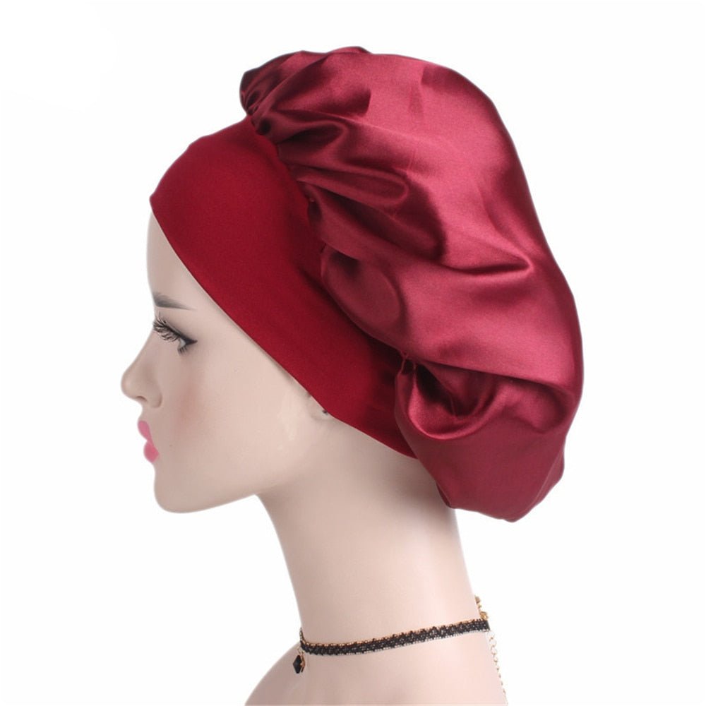 best Newly Women's Satin Solid Sleeping Hat Night Hair Care Bonnet Nightcap For Women Men Unisex Cap 0 shop online at M2K Trends for