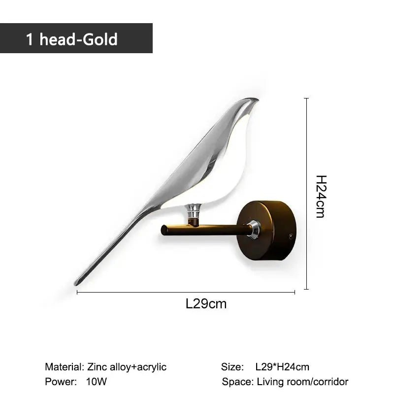 best Nordic Style Art Magpie Bird Lamp LED Wall Lamp Bedroom Bedside Parlor Background Wall Decoration Wall Sconce Indoor Lighting shop online at M2K Trends for