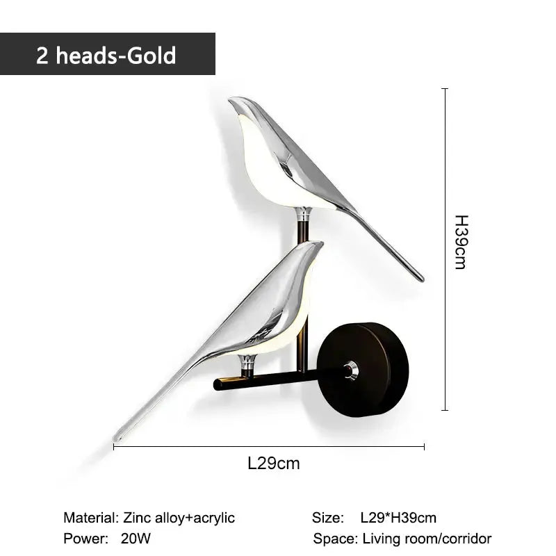 best Nordic Style Art Magpie Bird Lamp LED Wall Lamp Bedroom Bedside Parlor Background Wall Decoration Wall Sconce Indoor Lighting shop online at M2K Trends for